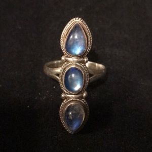 Three stone Labradorite ring